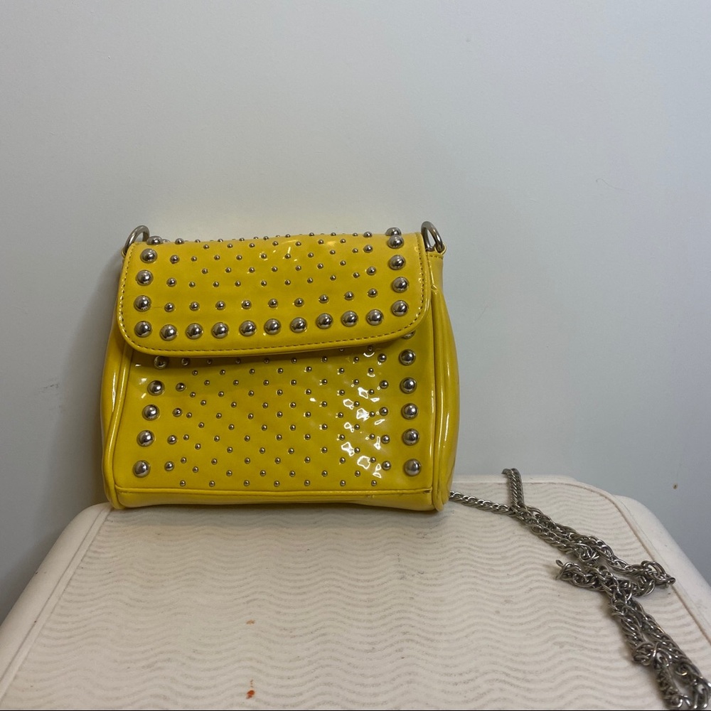 Yellow Beaded Crossbody Bag